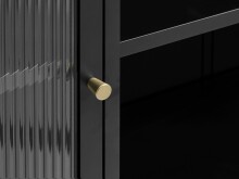 Vitrine >Barcelona< in Schwarz mit geriffelten Glaseinsätzen 5 mm , Sicherheitsglas