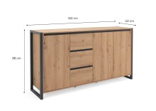 Wohnzimmer-Set >Arvada< (3 teilig) in Artisan Eiche / Anthrazit aus MDF