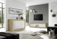 TV-Board >Belinda< in Eiche Cadiz / Weiss - 181x56x43cm (BxHxT)