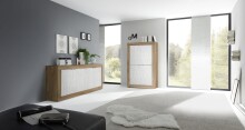 Sideboard >Belinda< in Mercure Holzstruktur / Weiss - 207x86x43cm (BxHxT)