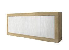Sideboard >Belinda< in Eiche Cadiz / Weiss - 207x86x43cm (BxHxT)