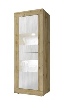 Vitrine >Belinda< in Eiche Cadiz / Weiss - 61x162x43cm (BxHxT)