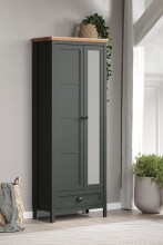 Garderobenschrank >Stanton< in Tannengrün / Eiche - 77x198x39cm (BxHxT)