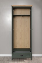 Garderobenschrank >Stanton< in Tannengrün / Eiche - 77x198x39cm (BxHxT)
