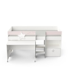 Kinderbett >Savannah< in matt weiss/grau/rosa - 204x103x109 (BxHxT)