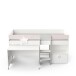 Kinderbett >Savannah< in matt weiss/grau/rosa - 204x103x109 (BxHxT)