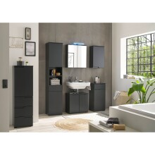 Badkommode >Spice< in Schwarz matt aus Holzwerkstoff - 40x85x32cm (BxHxT)