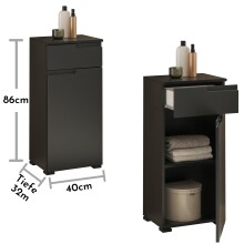 Badkommode >Spice< in Schwarz matt aus Holzwerkstoff - 40x85x32cm (BxHxT)
