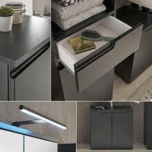 Badkommode >Spice< in Schwarz matt aus Holzwerkstoff - 40x85x32cm (BxHxT)