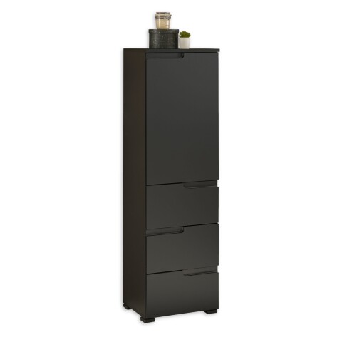Hochkommode >Spice< in Schwarz matt aus Holzwerkstoff - 40x134x32cm (BxHxT)