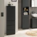 Hochkommode >Spice< in Schwarz matt aus Holzwerkstoff - 40x134x32cm (BxHxT)