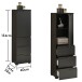 Hochkommode >Spice< in Schwarz matt aus Holzwerkstoff - 40x134x32cm (BxHxT)