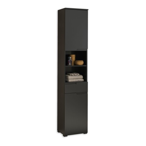 Hochschrank >Spice< in Schwarz matt aus Holzwerkstoff - 40x191x32cm (BxHxT)
