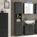 Hochschrank >Spice< in Schwarz matt aus Holzwerkstoff - 40x191x32cm (BxHxT)