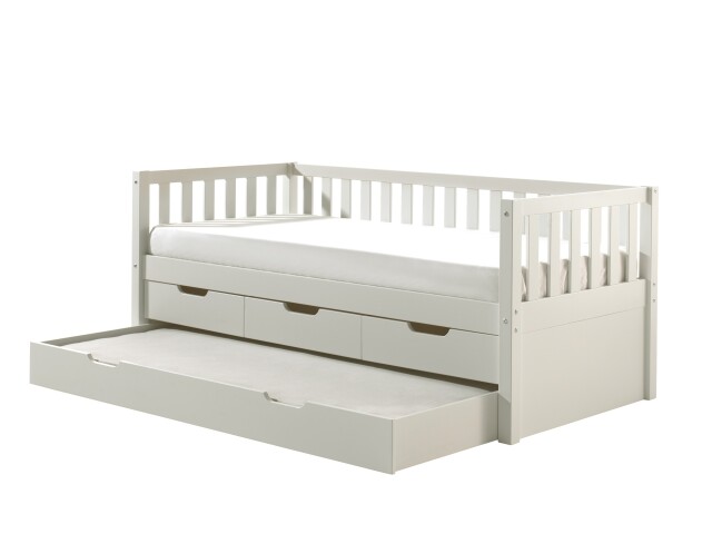 Funktionsbett >FRITZ< in Kiefer massiv weiß lackiert - 211,2x85,5x97,8 (BxHxT)