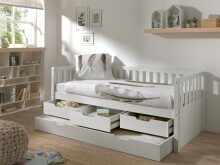 Funktionsbett >FRITZ< in Kiefer massiv weiß lackiert - 211,2x85,5x97,8 (BxHxT)