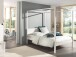 Himmelbett >PINO< in Kiefer massiv weiß lackiert - 208x191x148 (BxHxT)