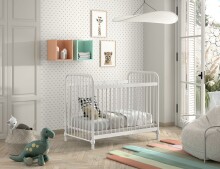 Babybett >BRONXX< in Weiss matt aus Metall -...