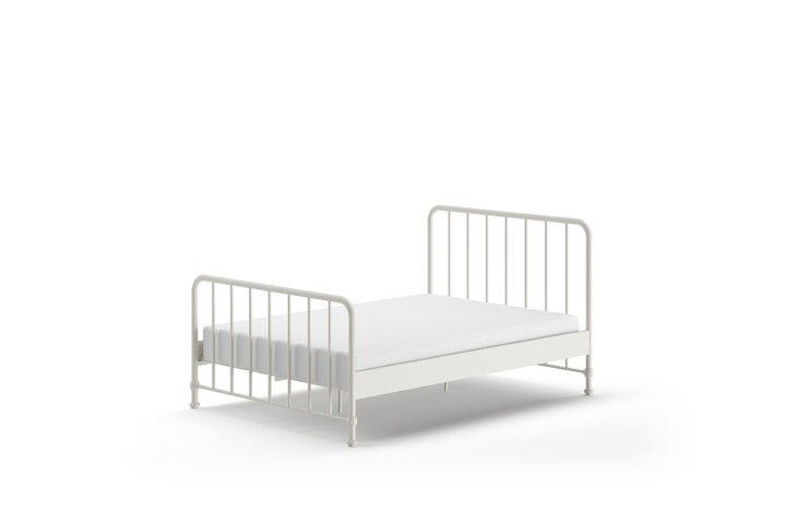 Metallbett >BRONXX< in Weiss matt aus Metall - 146,5x110x207cm (BxHxT)