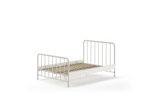 Metallbett >BRONXX< in Weiss matt aus Metall - 146,5x110x207cm (BxHxT)