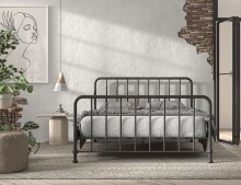 Metallbett >BRONXX< in Schwarz matt aus Metall - 166,5x110x207cm (BxHxT)