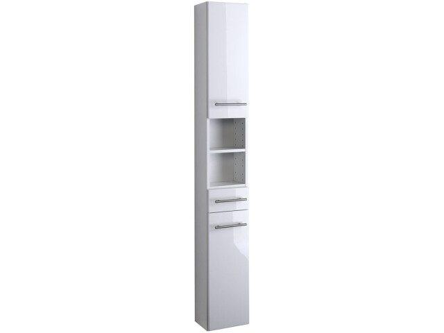 Seitenschrank >Parma< in Weiß/Hochglanz aus MDF - 25x181x20cm (BxHxT)