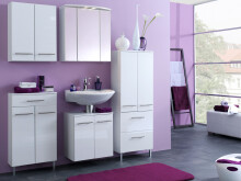 Midischrank >Parma< in Weiß/Hochglanz aus MDF - 50x130x27cm (BxHxT)