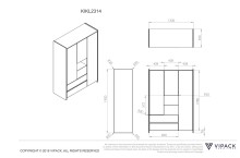 Kleiderschrank >KIDDY< in Weiß aus Massiv Kiefer und MDF - 133x190x55cm (BxHxT)