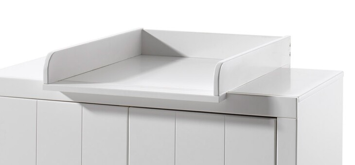 Wickelaufsatz >ERIK< in Weiß aus Massiv Kiefer und MDF - 76x10x54cm (BxHxT)