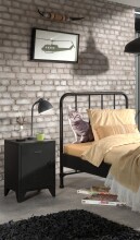 Nachtkonsole >BRONXX< in Schwarz matt aus Metall -...