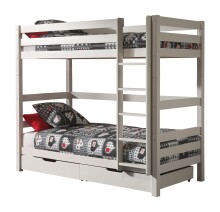 Etagenbett >PINO< in Kiefer massiv weiss lackiert -...