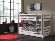 Etagenbett >PINO< in Kiefer massiv weiss lackiert -...