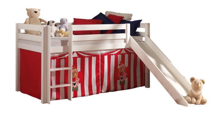 Spielbett >PINO< in Kiefer massiv weiss lackiert - 210x114x218 (BxHxT)