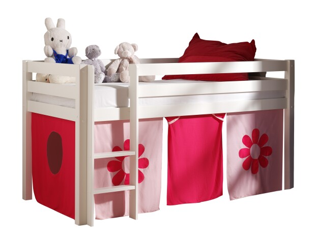 Spielbett >PINO< in Kiefer massiv weiss lackiert - 210x114x106 (BxHxT)