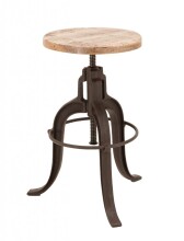 Drehhocker >IRON< in Natur / schwarz aus Massivholz...