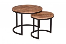 Couchtisch >IRON< in braun / schwarz aus Massivholz / Metall - 58x45x58 (BxHxT)