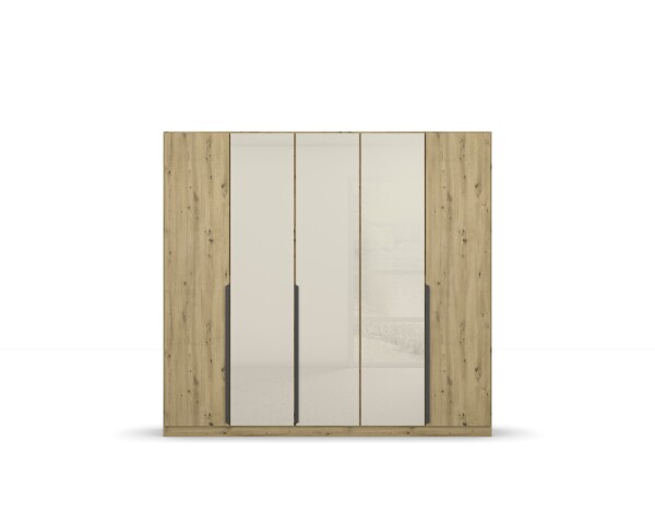 Drehtürenschrank >Artemis< in Eiche Artisan / Glas champagne - glä