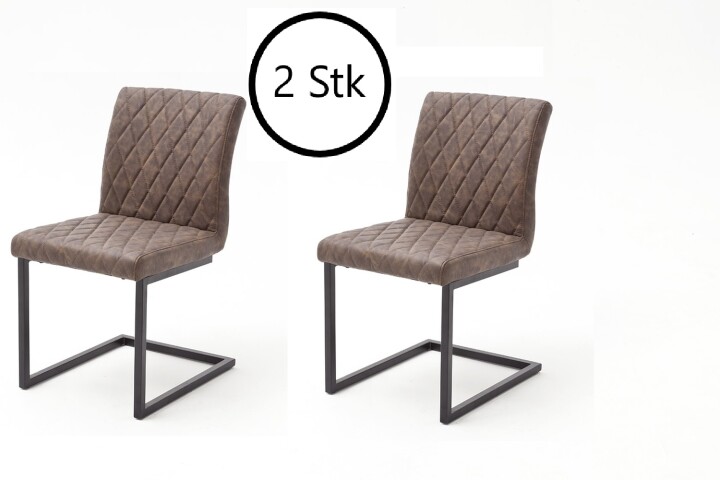 Freischwinger >KANSAS / KIAN< 2er-Set in braun - 47x86x63cm (BxHxT)