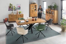 Highboard >Tom-I< in Wildeiche / schwarz aus Teilmassiv - 158x140x40cm (BxHxT)