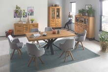 Sideboard >Tom-I< in Wildeiche / schwarz aus Teilmassiv - 158x82x40cm (BxHxT)