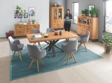 Sideboard >Tom-I< in Wildeiche / schwarz aus Teilmassiv - 158x82x40cm (BxHxT)