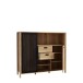 Kommode >Jecho< in Mauvella Eiche / Schwarz - 149,9x129,9x40,2cm (BxHxT)