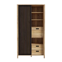 Highboard >Jecho< in Mauvella Eiche / Schwarz -...