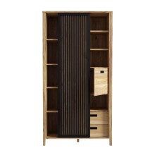 Highboard >Jecho< in Mauvella Eiche / Schwarz - 103,4x200,3x40,2cm (BxHxT)