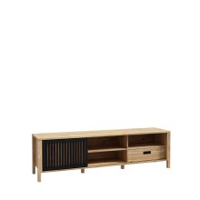 TV-Board >Jecho< in Mauvella Eiche / Schwarz -...
