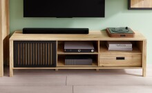 TV-Board >Jecho< in Mauvella Eiche / Schwarz -...