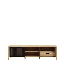 TV-Board >Jecho< in Mauvella Eiche / Schwarz - 174,8x49,9x40,2cm (BxHxT)