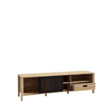 TV-Board >Jecho< in Mauvella Eiche / Schwarz - 174,8x49,9x40,2cm (BxHxT)