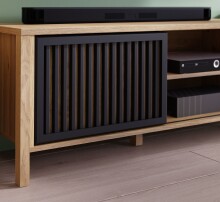 TV-Board >Jecho< in Mauvella Eiche / Schwarz - 174,8x49,9x40,2cm (BxHxT)