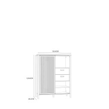 Kommode >Jecho< in Mauvella Eiche / Schwarz - 103,4x129,9x40,2cm (BxHxT)